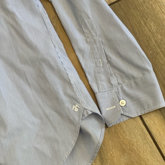 Martin OSA men’s blue dress shirt size L stripe - Picture 2 of 3